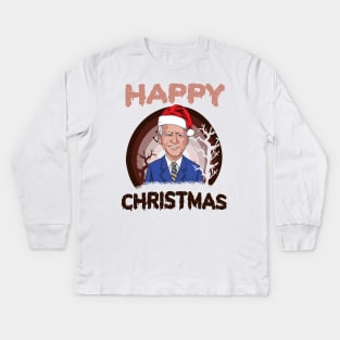 Funny Anti Joe Biden Raibow Halloween Happy Christmas Santa Hat Kids Long Sleeve T-Shirt
